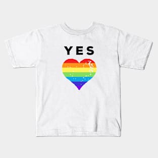 Yes to Love + Gay Pride Kids T-Shirt